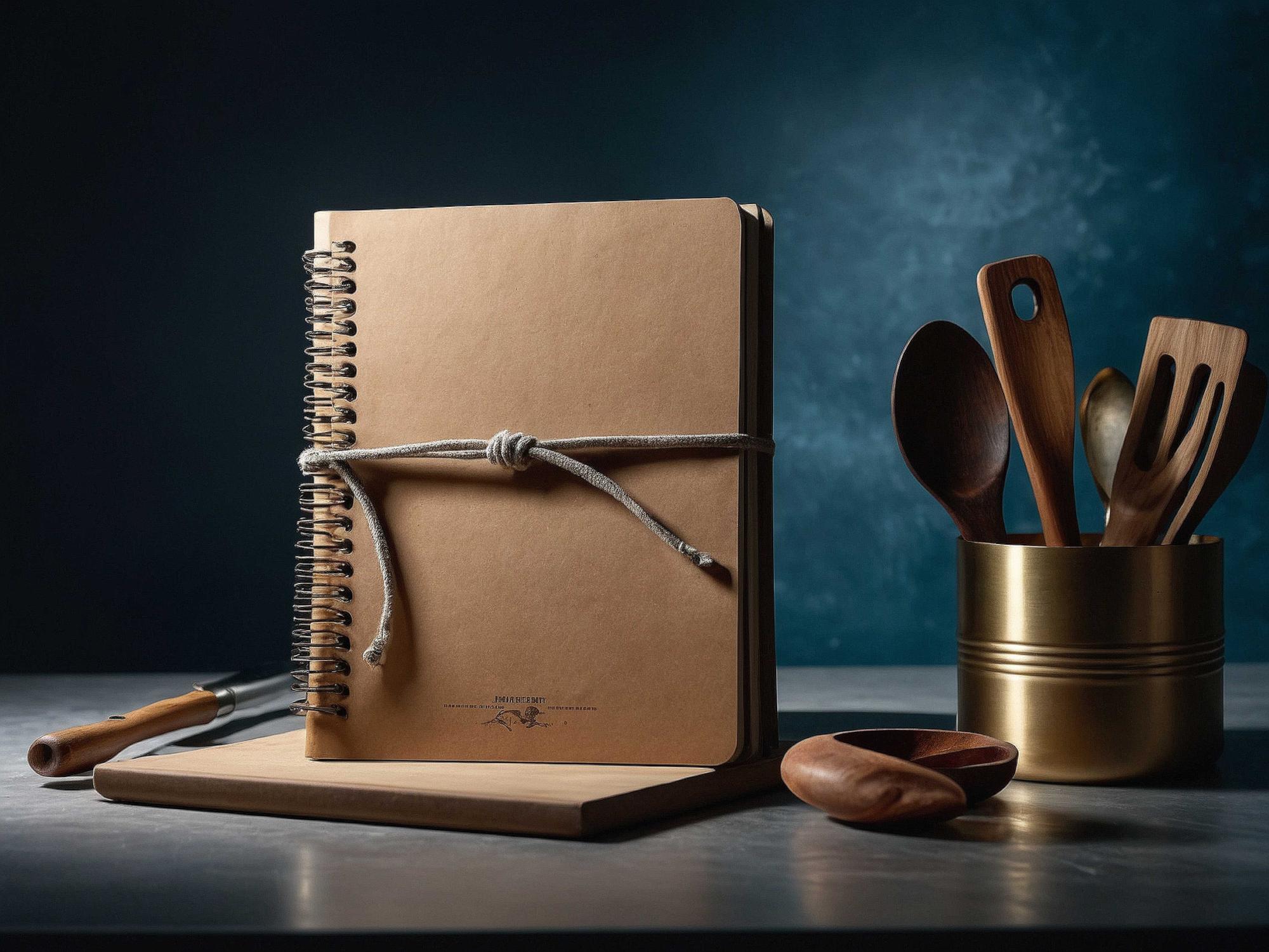 Studio counter with utensils and notebooks